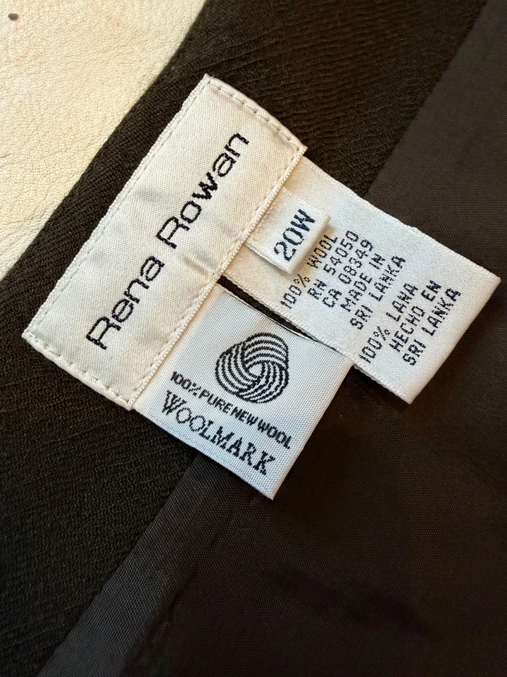 Saia de lã Rena Rowan 20W marrom franja bainha listrada marca de lã vintage anos 90 forrada - Imagem 3 de 4