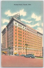 Vintage Linen Postcard Waldorf Hotel Toledo Ohio Tichnor Bros. 1940s