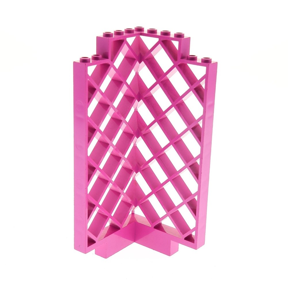 1X Lego Belville Grid Wall B-Ware Worn 6X6X12 Dark Pink Corner Fence 30016