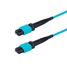 100ft OM3 MPO to MPO Fiber Trunk Cable, Low Loss, Plenum Rated, MTP Compatible