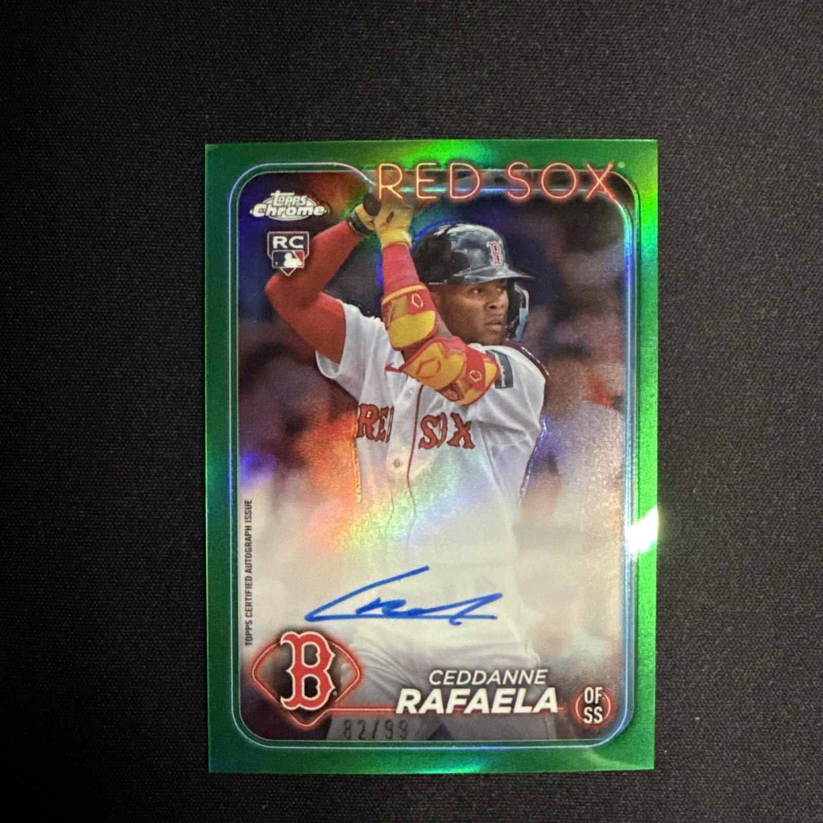 2024 Topps Chrome - Rookie Autograph Ceddanne Rafaela #RA-CR Green Refractor /99