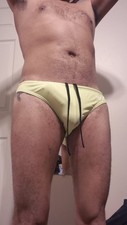 Mens Swim Briefs Bottom Size M Yellow Solid D...