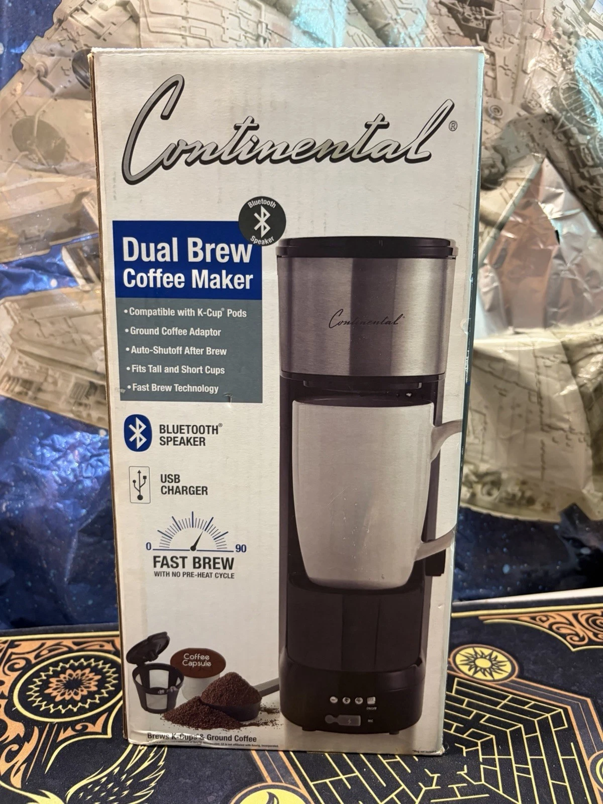 Continental Dual Brew Capsule & Grounds Coffee Maker Bluetooth Speaker