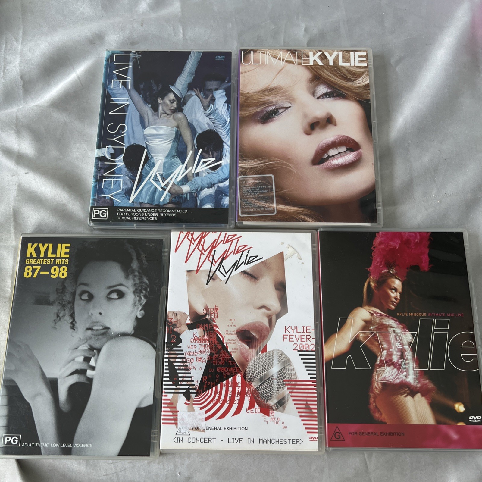 Kylie minogue dvds bulk pop music live concert merchandise memorabilia 00s x5