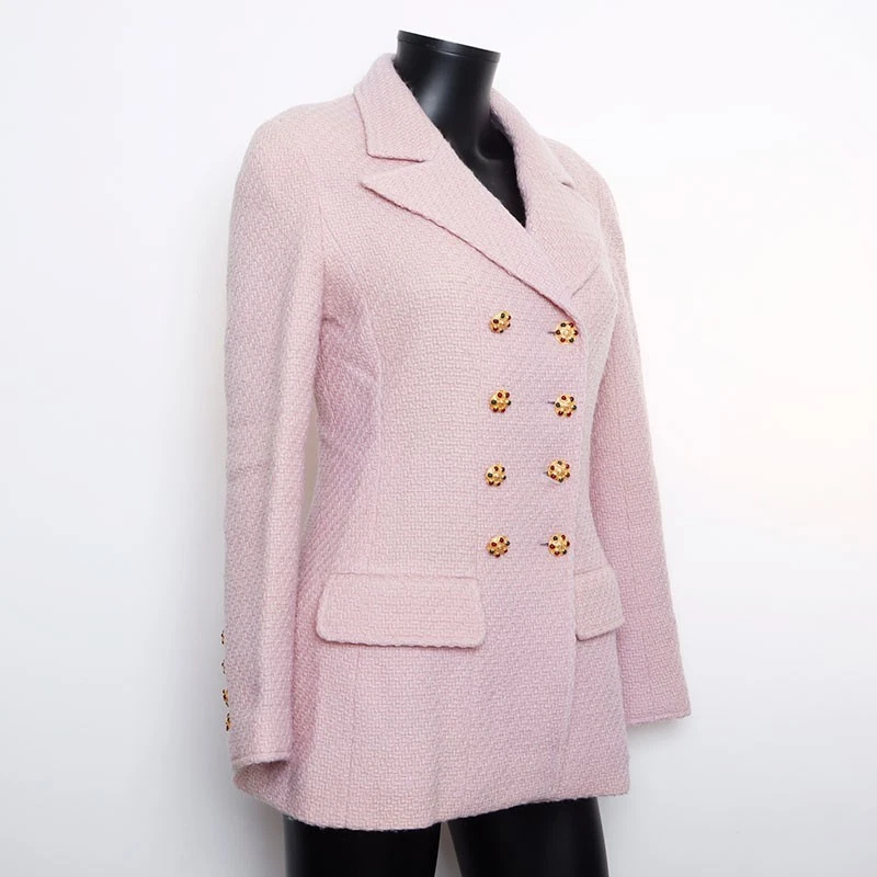 Giacca CHANEL taglia 38 96A COCO Mark Gripoa con bottoni rosa WS9797