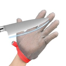 Cut Resistant Glove Food Grade Stainless Steel Chainmail Glove for Ultimate C...