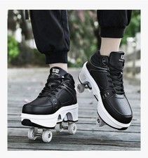 2 and 1 Roller Skates  Sneakers UNISEX retractable Wheels Outdoor Fun Kick