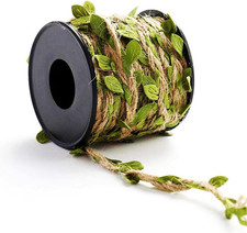 33 Feet Natural Twine Green Leaf Jute 3Ply 2MM Rope Hemp Burlap Ribbon String He