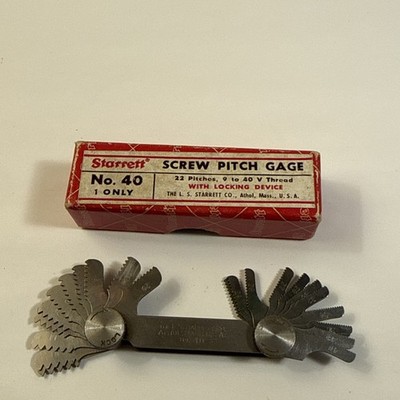 Starter Screw Pitch Gage Gauge No. 40 (22 Pitches, 9 To 40 V Thread W/Locking)