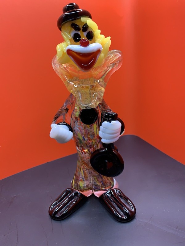 Vintage Murano Art Glass Hand Blown Musical Clown  With Banjo