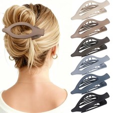 Flat Hair Clips for Women - 6 PCS French Flat Claw Clips Medium Hair Brown Grey