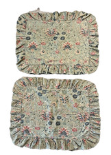 Vtg Pr Ralph Lauren Isabella Stnd Pillow Sham Cotton Linen Ruffle Green Floral