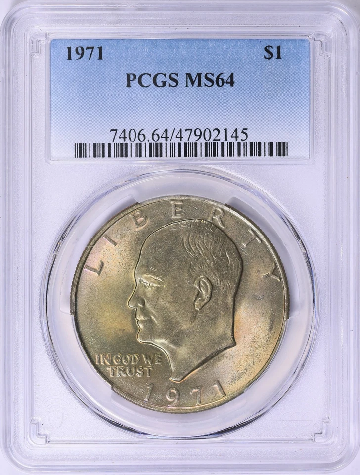 1971 Eisenhower Dollar PCGS MS-64 Monster Toned End Roll Album Toning Ike - Image 2 of 4