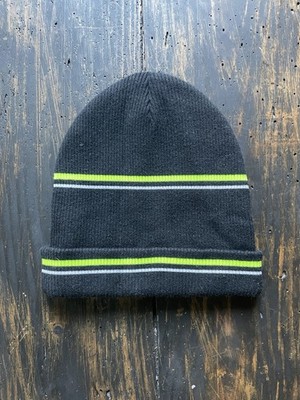 T By Alexander Wang Black Striped Knit Beanie Hat
