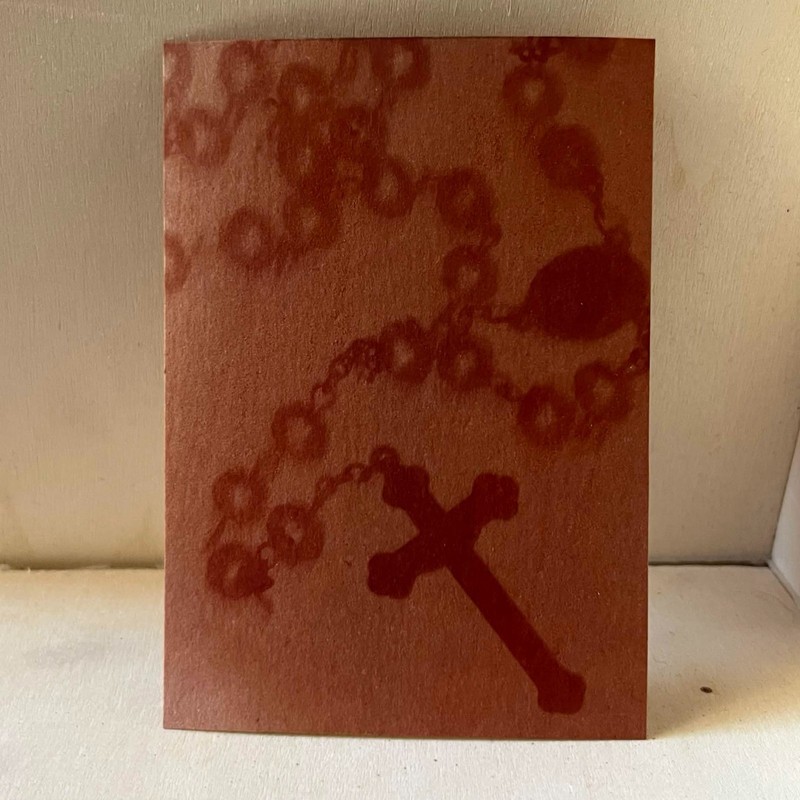 ACEO Original Art Card 2.5 x 3.5 anthotype mini painting rosary