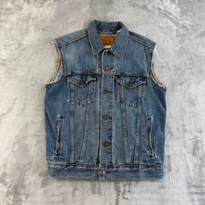 Levis Denim Vest Mens Small Blue Trucker Jacket Cut Off Sleeveless Vintage Style