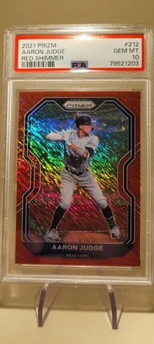 2021 Panini Aaron Judge Red Shimmer 1/7 = 1/1 PSA 10 POP 1 MVP NY YANKEES  #212