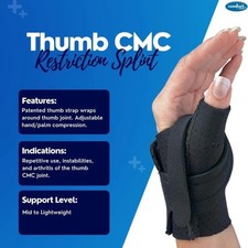 NEW Comfort Cool Thumb CMC Restriction Splint Black Right YOUTH/XS NC79549