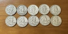 Lot Of 10 Franklin Half Dollars