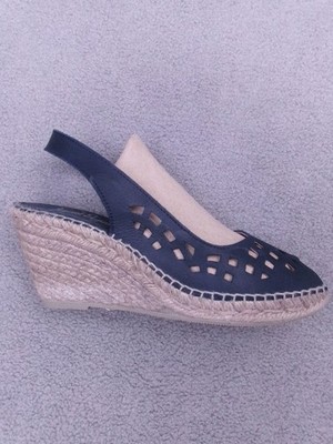 Juncal Aguirre Schuhe Damen Größe 40 marineblau Espadrille Keilabsatz Sandalen Spanien