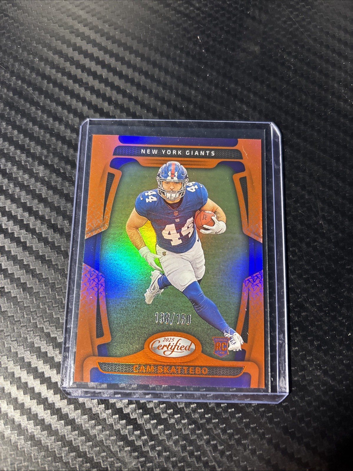 2025 Panini Certified - Rookies Cam Skattebo #105 Mirror Orange /150 (RC)