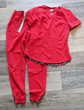 WOMENS LADIES SET OF DICKIES RED SCRUBS SIZE XS NURSE HEALTHCARE UNIFORM LAB