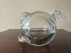 Vintage Anchor Hocking Art Glass Fish Covered Bowl USA Trinket Bowl Candy G54