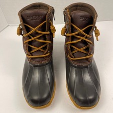 Sperry Saltwater Duck Boots Womens 6 Brown Navy Waterproof Leather STS91176