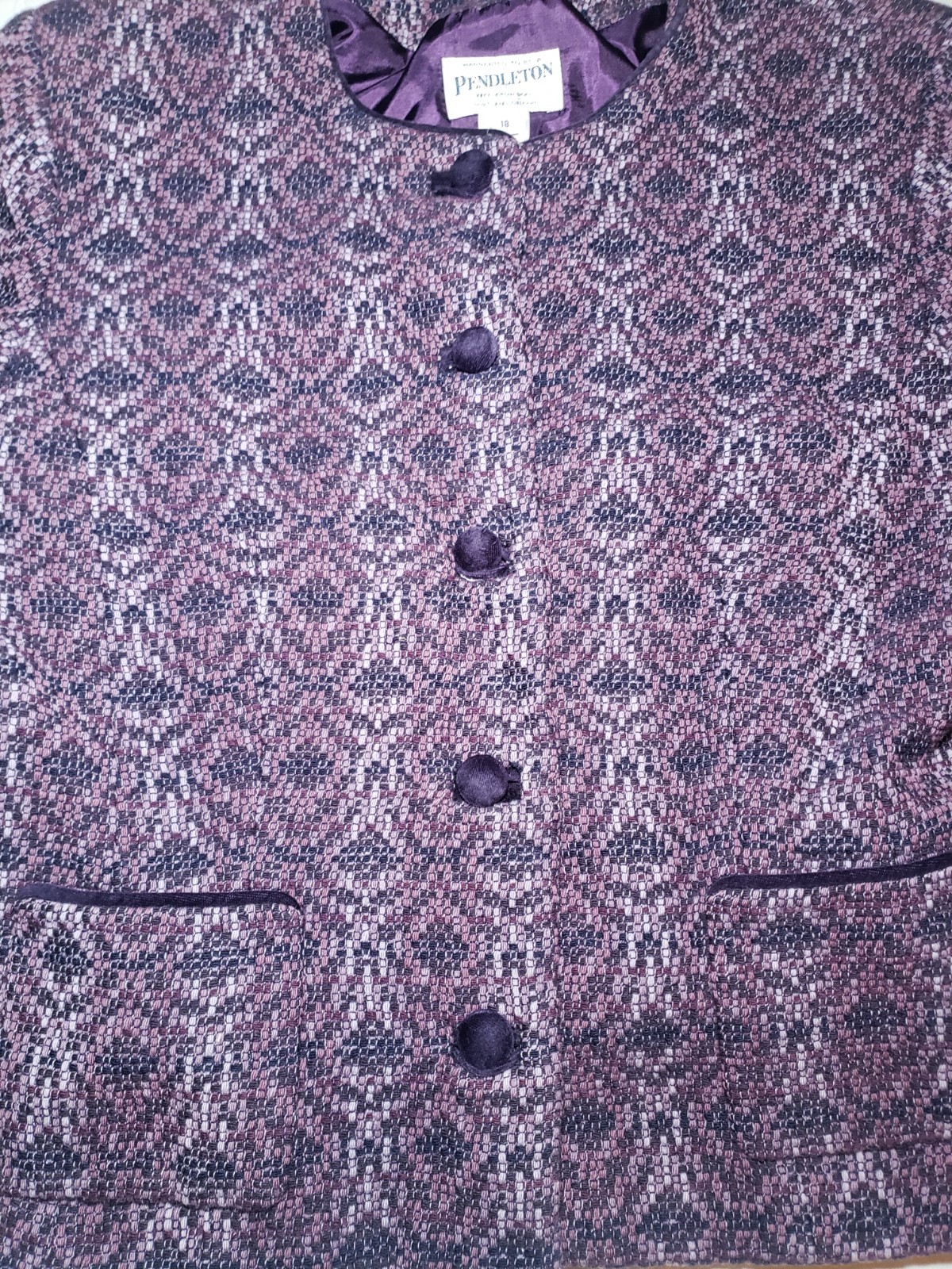 Pendleton Size 18 100% Virgin Wool Jacket Purple … - image 3