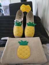 Pineapple Slip On Shoes And Purse with Yellow Bracelet.