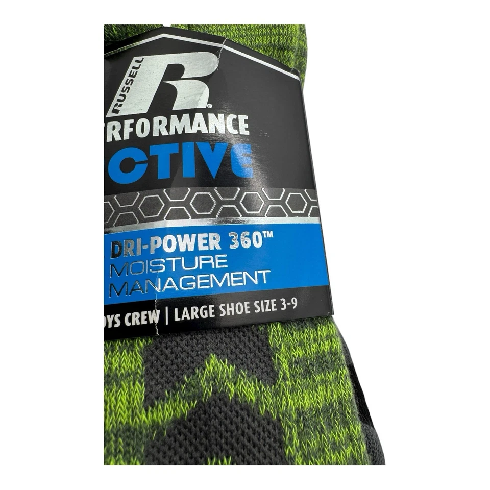 Russell Boys Crew Socks 3 Pairs Dri-Power 360 Size L (3–9) Performance  - Image 4 of 4