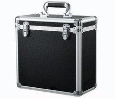 Vinyl Record Storage Case LP Box Aluminum Organizer Holds 30 7 10 12in