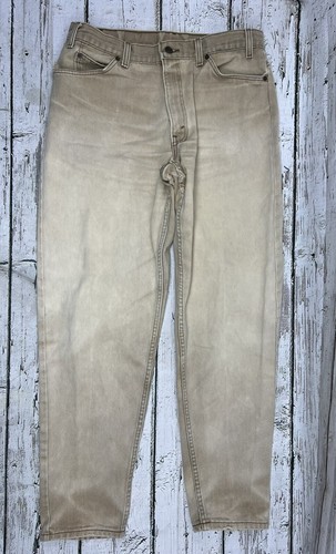 VTG Levi's 560 Loose Fit Tapered Leg Tan Khaki Denim Distressed Jeans - 34 x 34