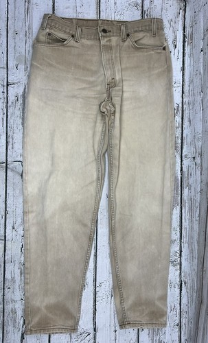 VTG Levi's 560 Loose Fit Tapered Leg Tan Khaki Denim Distressed Jeans - 34 x 34 - Picture 1 of 15