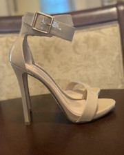 Women's D Brand High Heel Stiletto Open Toe Ankle Strap Wedding Party Shoes Nude
