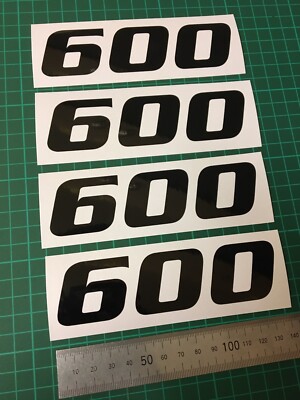 (X4) 600 Aufkleber Decals 135x35mm Motorrad Motorrad Tank Verkleidung Glanz Schwarz