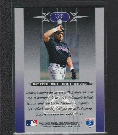 1996 LEAF LIMITED WRONG NAME ON FRONT ERROR #18 ANDRES GALARRAGA/PEDRO MARTINEZ - Image 2 of 2