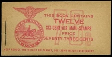 US #BKC3 6¢ DC-3 look-alike 73¢ complete booklet C25a F-VF NH MNH