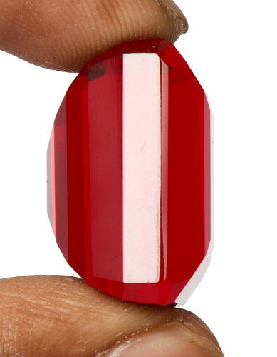 74.45 Ct. Mozambique Blood Red Ruby Emerald Cut Loose Gemstone Gift for Birthday - Picture 3 of 6
