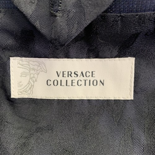 Traje De Lana Azul Marino Con Solapa De Muesca Talla 46 De VERSACE COLLECTION - Imagen 10 de 19