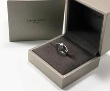 CHAUMET 950 PLATINUM 0.25CTW DIAMOND SOLITARE ENGAGEMENT WEDDING RING Sz 4.25