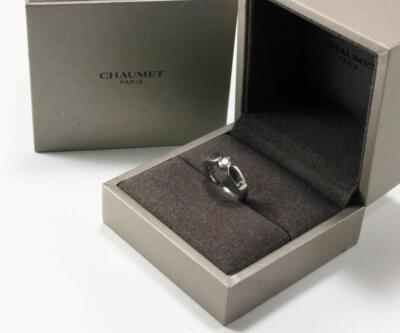 CHAUMET 950 PLATINUM DIAMOND SOLITARE ENGAGEMENT WEDDING RING Sz 