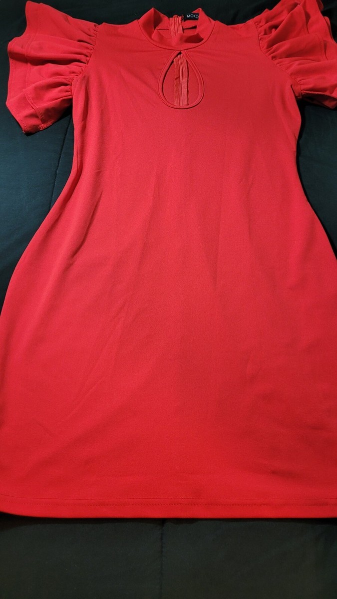 Mokoru Women's Sexy Ruffle Short Sleeve Hollow Out Bodycon Party