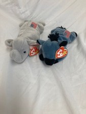 Ty Beanie Baby  RIGHTY  LEFTY 1996 Patriotic Beani PVC Pellets Plush New MWMT's