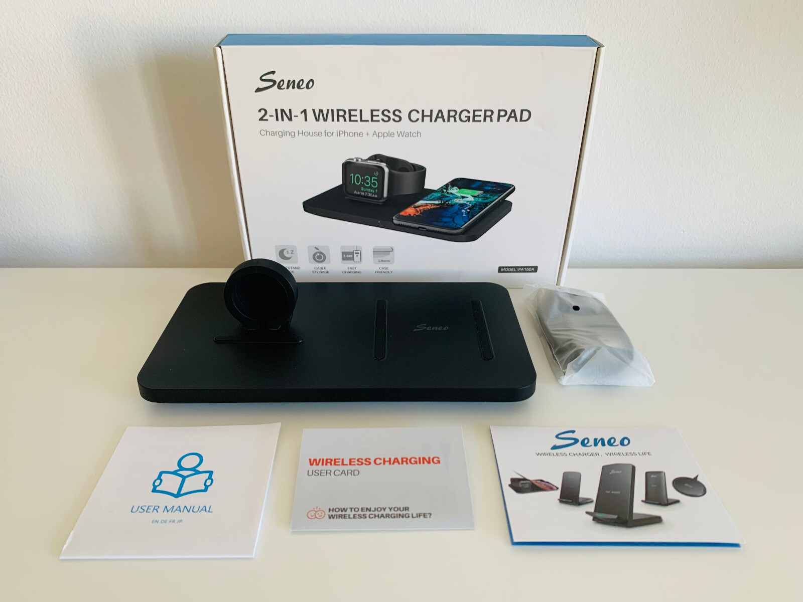 Seneo 2-in-1 Wireless Chargepad - Kabellose Ladestation für iPhone & Apple Watch