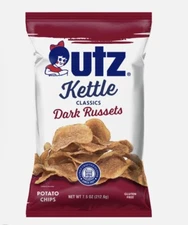 Utz Dark Russet Potato Chips 7.5 Oz X2