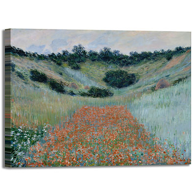 Monet Mohnfeld im Steinbruch Bild Druck Leinwand Gemälde Rahmen Wohnkultur