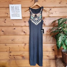 Express NWT Aztec Sequin Embellished Sheath Bodycon Tank Midi Dress Stretch Sz M