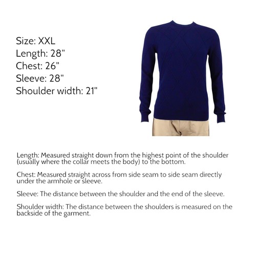 The Men's Store Bloomingdales Cashmere Sweater Diamond Knit Men's XXL Navy Blue - Picture 7 of 7