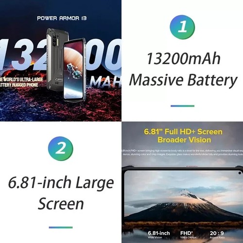 Ulefone Power Armor 13 Rugged Phone 256GB 13200 with laser - Picture 5 of 9